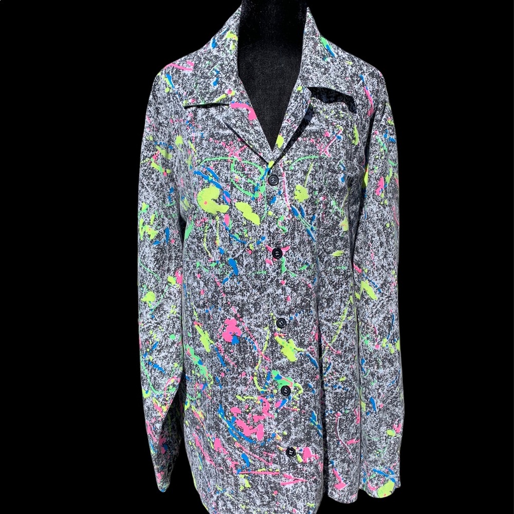 Unisex Vintage 80s/90s Paint Splash Button Down Shirt
